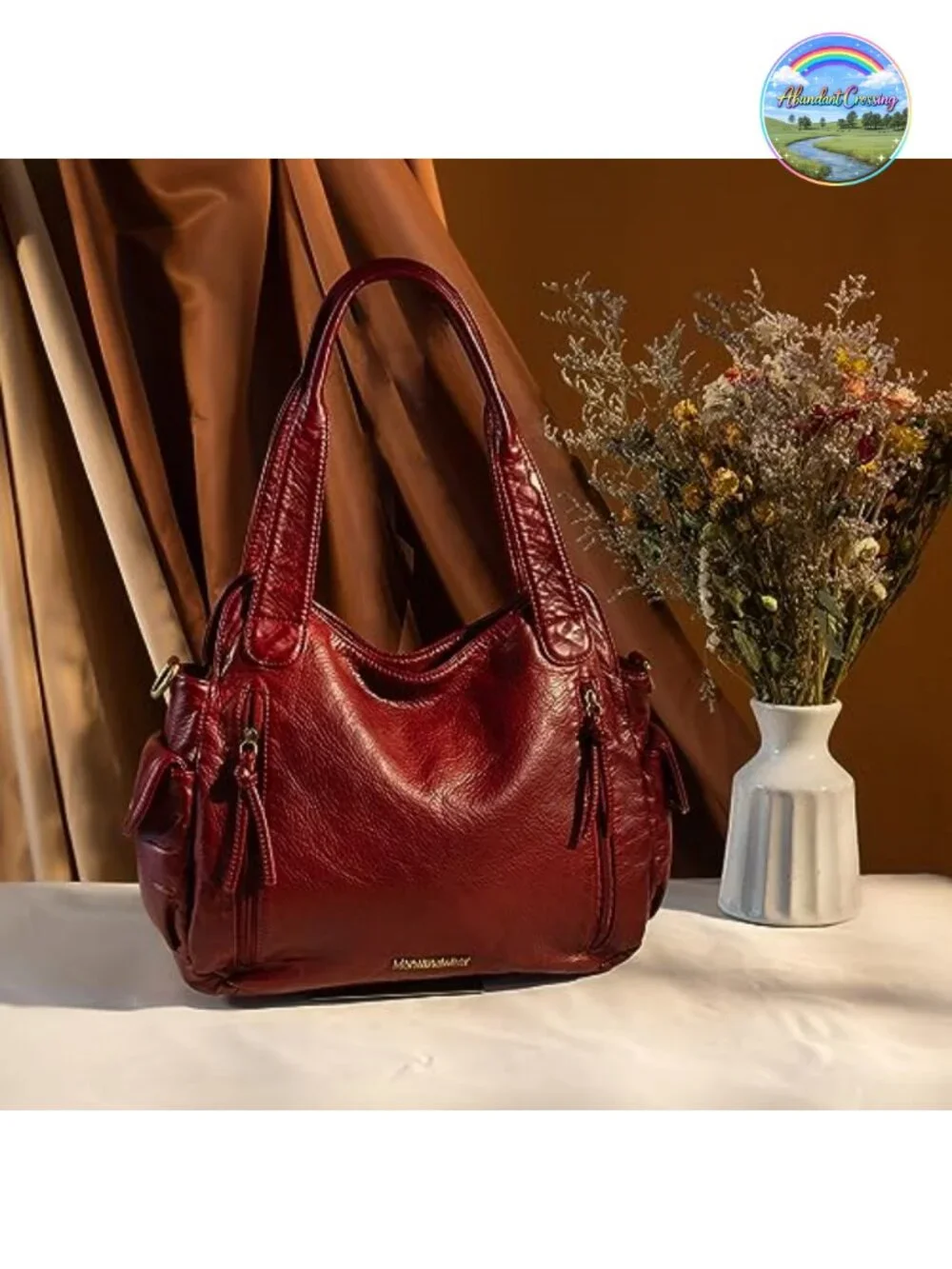Y2K Hobo Bag Room Washed Leather Handbag Crossbody Strap